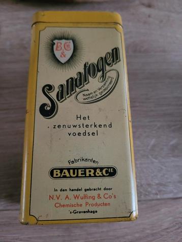 Oud Sanatogen Blik Bauer & Cie beschikbaar voor biedingen