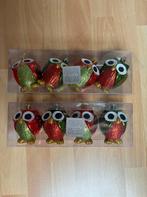 8 kerstballen uiltjes rood en groen, Diversen, Kerst, Ophalen of Verzenden, Zo goed als nieuw