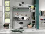 Pino hoogslaper met groot bureau - 90x200 - Grijs, Huis en Inrichting, Slaapkamer | Stapelbedden en Hoogslapers, Ophalen of Verzenden