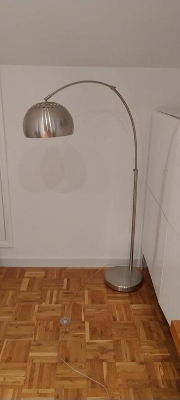 Vloerbooglamp geborsteld RVS, 145 cm hoog, 85 cm diep beschikbaar voor biedingen