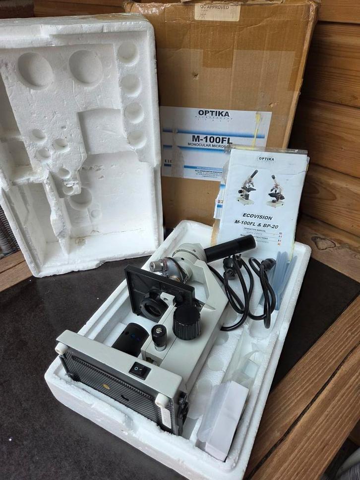 Optika M-100FL Monoculaire Microscoop, Audio, Tv en Foto, Optische apparatuur | Microscopen, Zo goed als nieuw, Biologische microscoop
