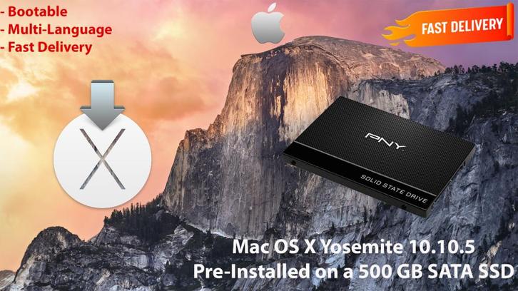 OS X Yosemite 10.10.5 VoorGeïnstalleerd op PNY SSD van 500GB, Computers en Software, Besturingssoftware, Nieuw, MacOS, Ophalen of Verzenden
