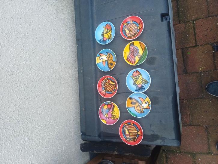 9x schaaljes van de bekende kunstenaar  corneille uit 2001, Antiek en Kunst, Antiek | Porselein, Ophalen of Verzenden