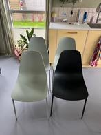 Eetkamerstoelen, 6 stuks (4 op de foto). 4 groen/2 zwart, Huis en Inrichting, Stoelen, Ophalen, Kunststof, Gebruikt, Overige kleuren