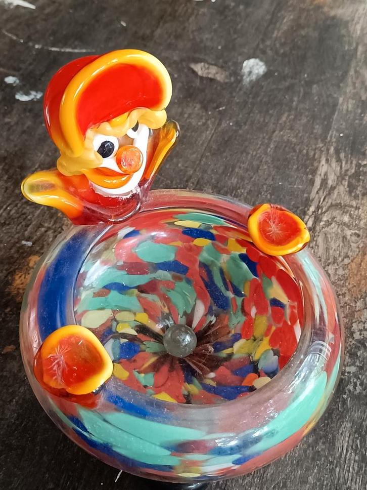 Art Deco Murano Clown Snoepjespot / asbak, Antiek en Kunst, Antiek | Glas en Kristal, Ophalen of Verzenden