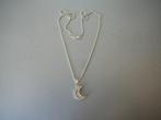 Zilveren hanger halve maan aan zilveren ketting NU 10 euro, Verzenden, Zilver, Hanger