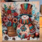Kerstkaarten sneeuwpop met glinsterende glas diamantjes, Ophalen, Nieuw