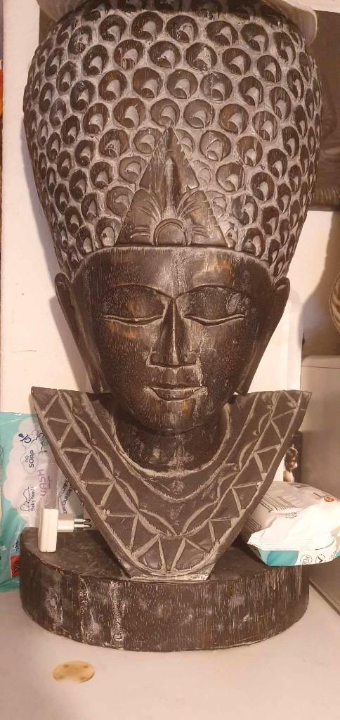 buddha hoofd van hout alleen ruilen geen verkoop, Huis en Inrichting, Woonaccessoires | Boeddhabeelden, Zo goed als nieuw, Ophalen