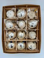 Set van 12 oude zilveren glazen kerstballen, Diversen, Ophalen of Verzenden, Gebruikt