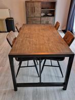 Mooie houten tafel te koop inclusief stoelen, 4 tot 6 stoelen, Ophalen of Verzenden, Zo goed als nieuw