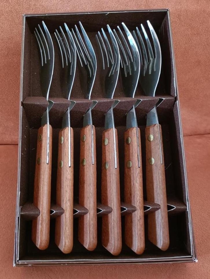 Set van 6 vorken met houten handvat - nieuw, Huis en Inrichting, Keuken | Bestek, Nieuw, Bestekset, Hout, Ophalen of Verzenden
