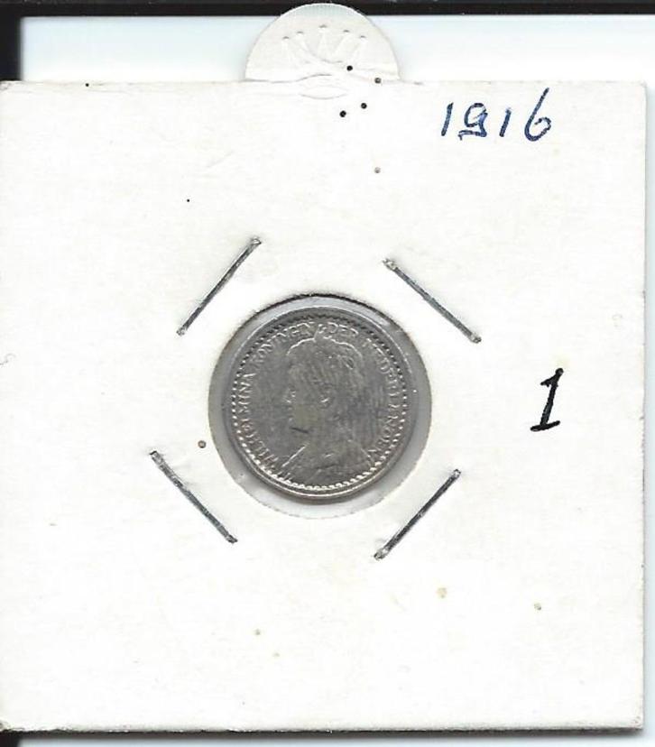 10 Cent 1916, Postzegels en Munten, Munten | Nederland, Losse munt, 10 cent, Koningin Wilhelmina, Zilver, Ophalen of Verzenden