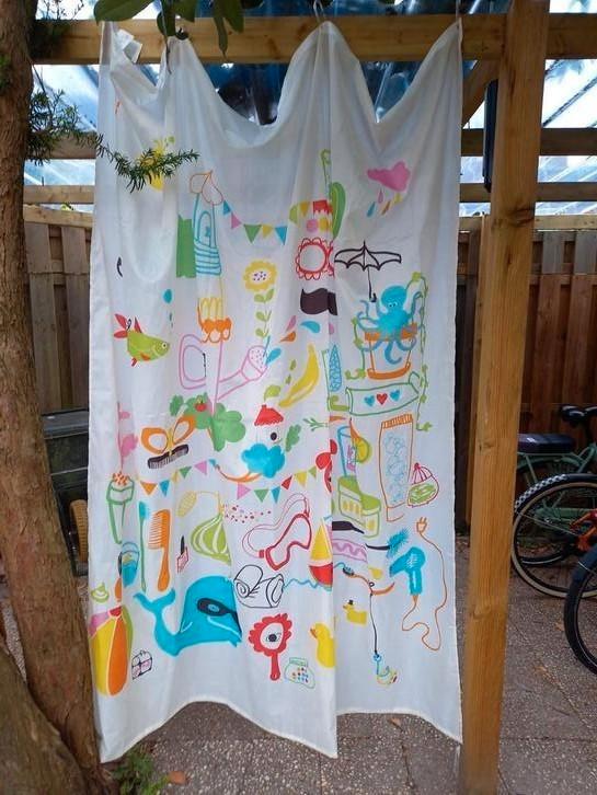 Douchegordijn met kleurrijke afbeelding, Huis en Inrichting, Badkamer | Badtextiel en Accessoires, Gebruikt, Overige typen, Overige kleuren