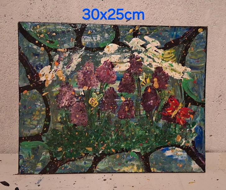 Art By Myrthe lavendel tuintje, Antiek en Kunst, Kunst | Schilderijen | Abstract, Ophalen of Verzenden
