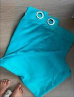 Set van 2 turquoise gordijnen met ringen, Ophalen of Verzenden, Zo goed als nieuw, 100 tot 150 cm, 200 cm of meer