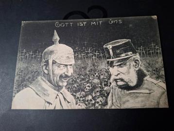 Anti-Duitse Propaganda Kaart Gott ist mit Uns wo1 ww1  beschikbaar voor biedingen