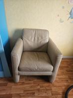 Gratis Nep Leren beige stoel, Huis en Inrichting, Stoelen, Ophalen, Gebruikt, Bruin, Leer
