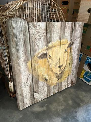 Steigerhouten schaap schilderij beschikbaar voor biedingen