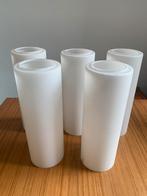 5 melkwitte glazen kokers om een lamp van te maken, Huis en Inrichting, Lampen | Hanglampen, Minder dan 50 cm, Glas, Gebruikt