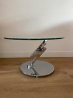 Eichholtz Glass & Chrome design coffeetable, Ophalen, Minder dan 55 cm, Gebruikt, Glas