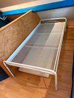 Stalen bed inklapbaar, Ophalen, 90 cm, Eenpersoons, Wit