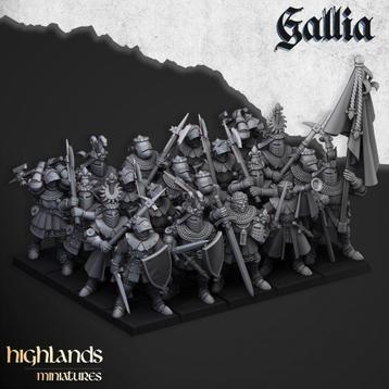 Knights of Gallia on Foot 20x - Highlands Miniatures