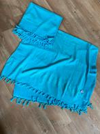 2 grote Lantara Hamam doeken/badlakens met badstof 180-93 cm, Ophalen of Verzenden, Zo goed als nieuw, Blauw, Handdoek