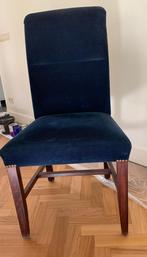 Blauwe Ribfluwelen Eetkamerstoelen - 4 stuks, Ophalen, Gebruikt, Blauw, Vier