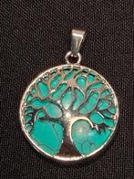 zilverkleurige hanger Life Tree groene turquoise, Nieuw, Ophalen of Verzenden, Steen of Mineraal, Met edelsteen