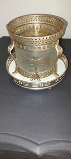 Antieke olielamp met onderbord, Antiek en Kunst, Ophalen of Verzenden