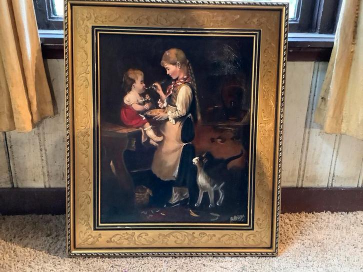 Olieverf Schilderij naar Heinrich Hint, Antiek en Kunst, Kunst | Schilderijen | Klassiek, Ophalen of Verzenden