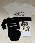 Leuke set: T-shirt en romper voor zwangerschapsaankondiging, Ophalen of Verzenden, Zo goed als nieuw