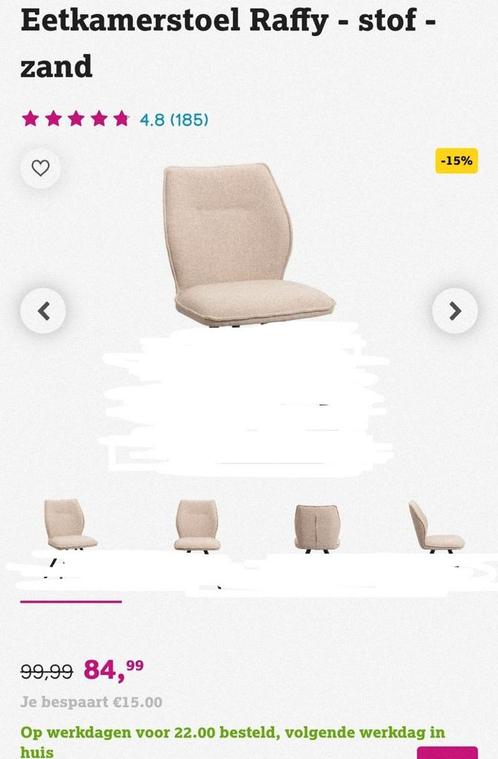 3x eetkamerstoel Raffy zandkleur - nieuw - zonder poten, Huis en Inrichting, Stoelen, Nieuw, Twee, Stof, Bruin, Ophalen of Verzenden