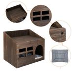 Houten Kattenhuis Met Kussen - Vintage Kattenbed, Dieren en Toebehoren, Kattenmanden, Niet ingevuld, Verzenden, Niet ingevuld