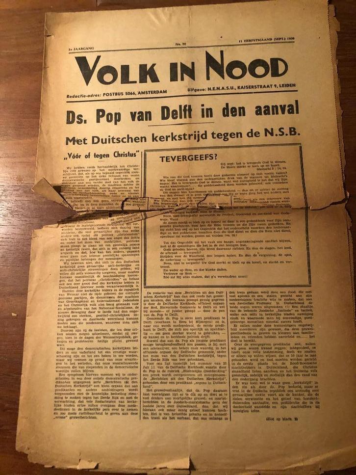 N.S.B. September 1939 Volk in Nood. Blad  van N.E.N.A.S.U., Verzamelen, Militaria | Tweede Wereldoorlog, Boek of Tijdschrift, Nederland