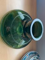 Zwaar groen glas vaas decoratie, Ophalen of Verzenden, Zo goed als nieuw