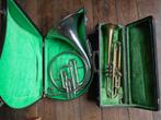 Muziekinstrument trompet hoorn (75-100j oud) (koper zilver), Gebruikt, C-hoorn, Ophalen of Verzenden, Met koffer