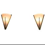 2 Vintage jaren 60 wandlampen van glas en messing, Ophalen of Verzenden, Gebruikt, Glas, Jaren 60 / Vintage