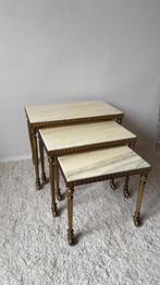 vintage marmeren stenen tafeltjes, Huis en Inrichting, Tafels | Bijzettafels, Ophalen, Minder dan 55 cm, Gebruikt, Hollywood regency