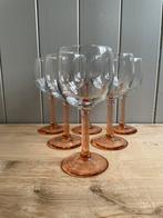 Vintage Luminarc Wijnglazen roze ribbelvoet France 1980s, Verzamelen, Glas en Borrelglaasjes, Ophalen of Verzenden, Zo goed als nieuw