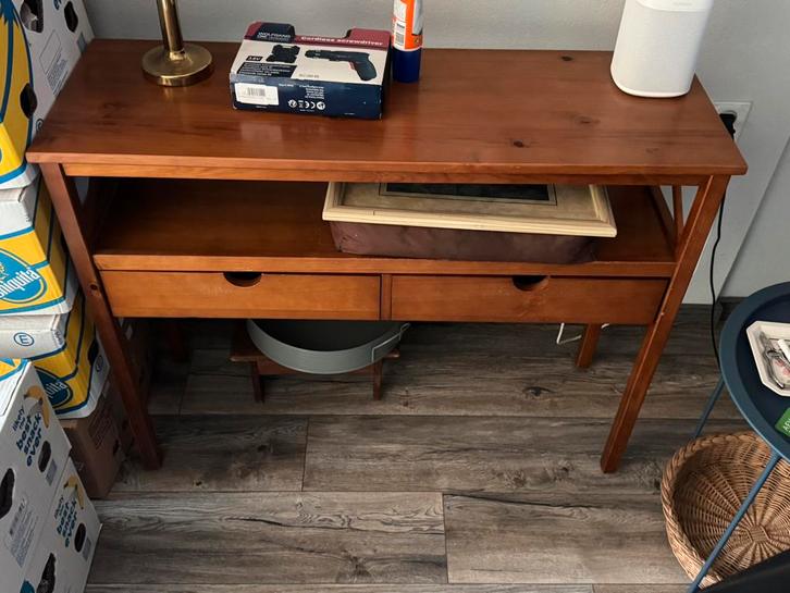Bruine houten console / wand tafel, Huis en Inrichting, Kasten | Secretaires, Gebruikt, Ophalen