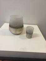 Set van twee decoratieve glazen kaars, Overige kleuren, Ophalen of Verzenden, Minder dan 50 cm, Glas