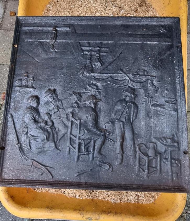 Antieke Gietijzeren Haardplaat kachel openhaard decoratie, Antiek en Kunst, Antiek | Overige Antiek, Ophalen