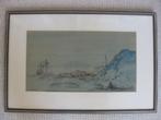 Poppe Damave ( 1921-1988). Santander, tekening in lijst., Ophalen of Verzenden