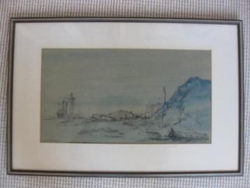 Poppe Damave ( 1921-1988). Santander, tekening in lijst. beschikbaar voor biedingen