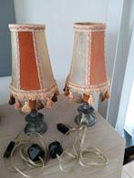 2 vintage kastlampen met tinnen voet, Huis en Inrichting, Lampen | Tafellampen, Ophalen of Verzenden, Gebruikt, Minder dan 50 cm