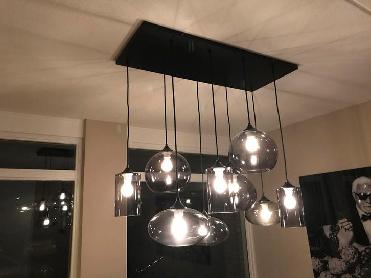 Eric Kuster Stijl Bollen Hanglamp, Huis en Inrichting, Lampen | Hanglampen, Zo goed als nieuw, Minder dan 50 cm, Glas, Ophalen