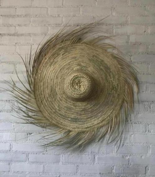 Prachtige berber Scandinavische palmblad bohemian Ibiza hoed, Huis en Inrichting, Woonaccessoires | Wanddecoraties, Nieuw, Ophalen of Verzenden