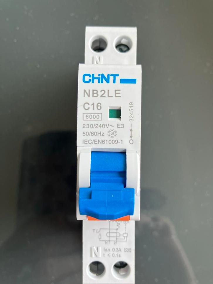 Chint 2-polige aardlekschakelaar NB2LE C16 Nieuw, Doe-het-zelf en Verbouw, Elektra en Kabels, Nieuw, Schakelaar, Ophalen of Verzenden