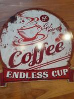 zeer oud wandbord metaal coffee endless cup, Ophalen of Verzenden